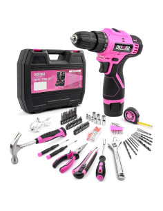 Kit de Herramientas DOWELL Rosa 147 Piezas con Taladro 12V