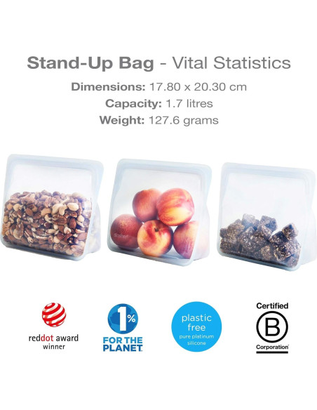 Bolsa de Silicona Reutilizable Stasher 1.65L Transparente