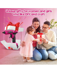 Pistola de Pegamento Caliente Inalámbrica Denqir 100W Rosa 2