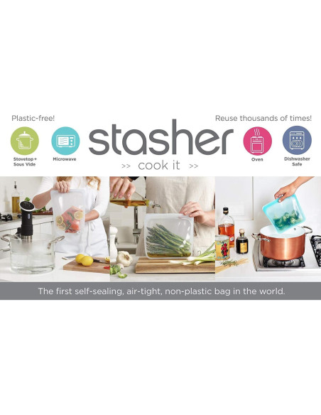 Bolsa de Silicona Reutilizable Stasher 1.65L Transparente