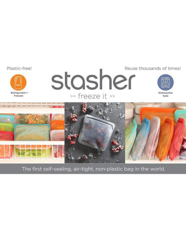 Bolsa de Silicona Reutilizable Stasher 1.65L Transparente