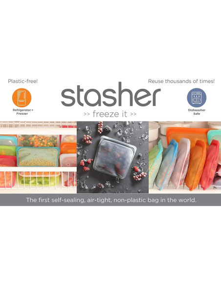 Bolsa de Silicona Reutilizable Stasher 1.65L Transparente