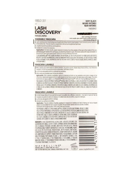Máscara Lavable Maybelline New York Lash Discovery 4.57g Máscara Lavable Maybelline New York Lash Discovery 4.57g