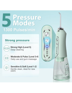 Irrigador Dental Portátil H2ofloss HF-6 Recargable 300ML 2