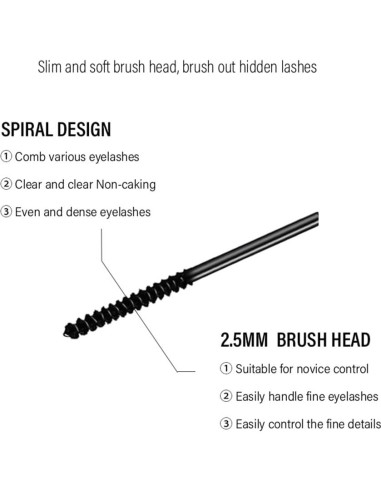 Máscara de Pestañas Impermeable Qihui 3ml - Cepillo Fino 2.5mm