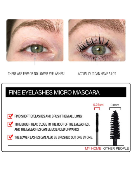 Máscara de Pestañas Impermeable Qihui 3ml - Cepillo Fino 2.5mm