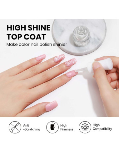 Esmalte de Uñas Top Coat MIZHSE 15 ml Secado Rápido Brillo Alto