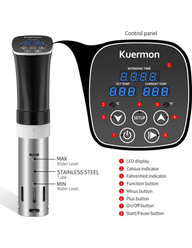 Cocedor Sous Vide Kuermon SV238A 1000W Acero Inoxidable