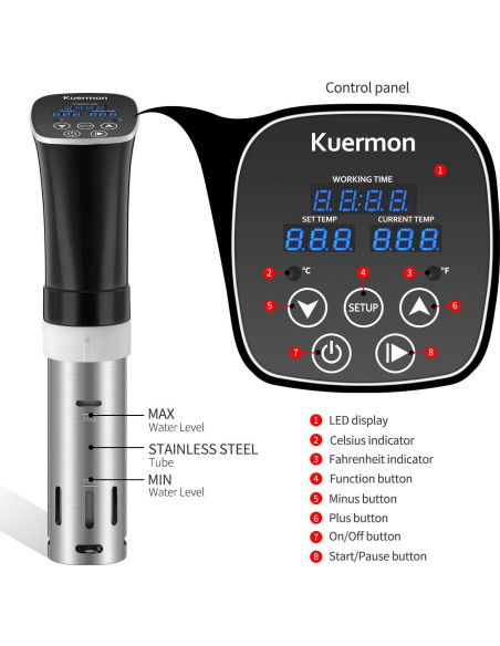 Cocedor Sous Vide Kuermon SV238A 1000W Acero Inoxidable
