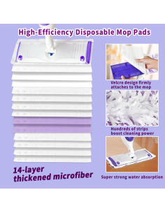 12 Almohadillas Desechables para Mopa Swiffer Power Mop 38x14cm 2