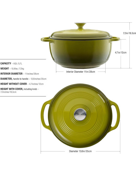 Olla de Hierro Fundido Enameleda Mercer Culinary 6qt Aguacate