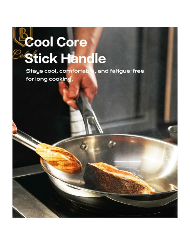 Sartén de Acero Inoxidable 30 cm Lebof, 5 Capas, Seguro para Horno