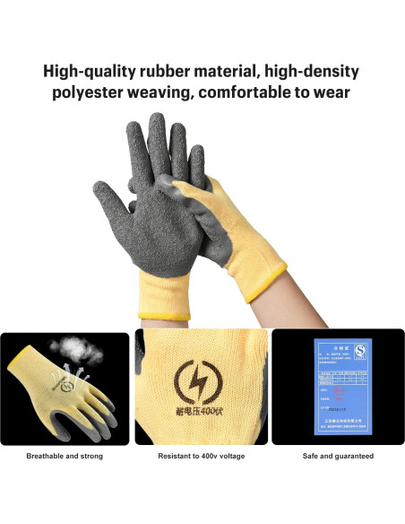 Guantes Aislantes Eléctricos 400V Goma Antideslizantes Unisex