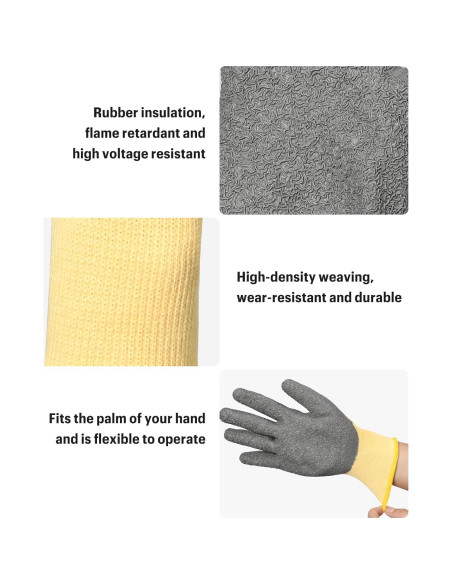 Guantes Aislantes Eléctricos 400V Goma Antideslizantes Unisex