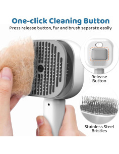 Cepillo 3 en 1 POHAHA para Gatos y Perros - Acicalamiento y Vapor 2