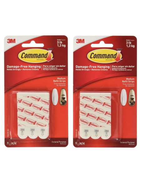 Tiras de recarga medianas Command 3M - 18 unidades blancas