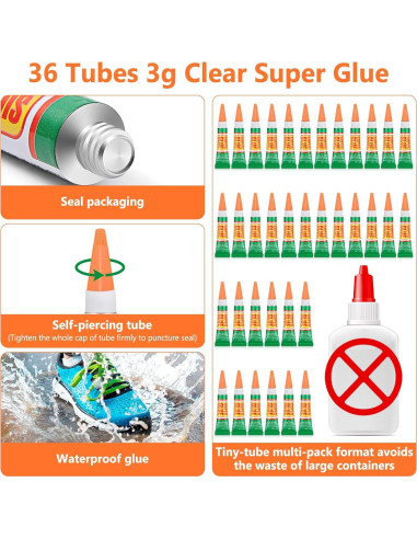 36 Tubos de 3g Pegamento Súper Fuerte Lucomb Gel Transparente