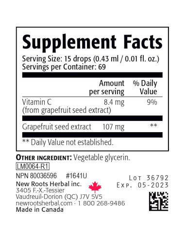 Extracto de Semilla de Pomelo New Roots Herbal 60 Cápsulas