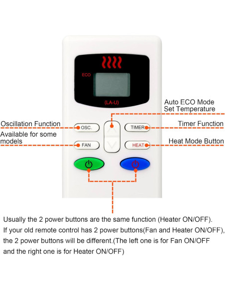 Control Remoto Reemplazo Lasko 2033624A para Calefactor Control Remoto Reemplazo Lasko 2033624A para Calefactor
