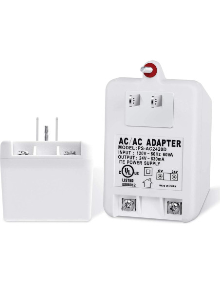 Transformador de Pared 24V 830mA WUYELIN para Termostatos y Timbres
