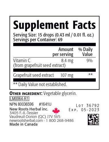 Extracto de Semilla de Pomelo New Roots Herbal 60 Cápsulas