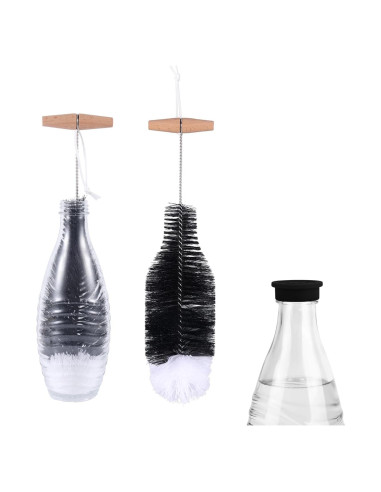 Cepillo para Botellas BOXOB 37 cm, Cerdas Suaves y Mango de Madera
