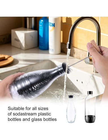 Cepillo para Botellas BOXOB 37 cm, Cerdas Suaves y Mango de Madera