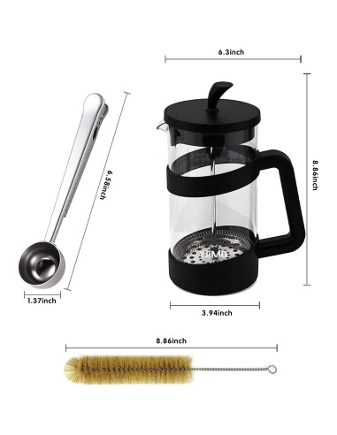 Cafetera Prensa Francesa YiiMO 1006 ml Vidrio y Acero Inoxidable