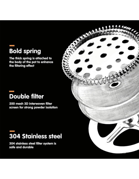 Cafetera Prensa Francesa YiiMO 1006 ml Vidrio y Acero Inoxidable