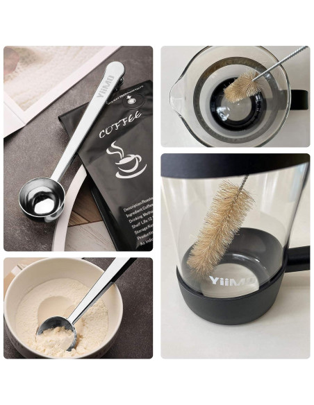 Cafetera Prensa Francesa YiiMO 1006 ml Vidrio y Acero Inoxidable