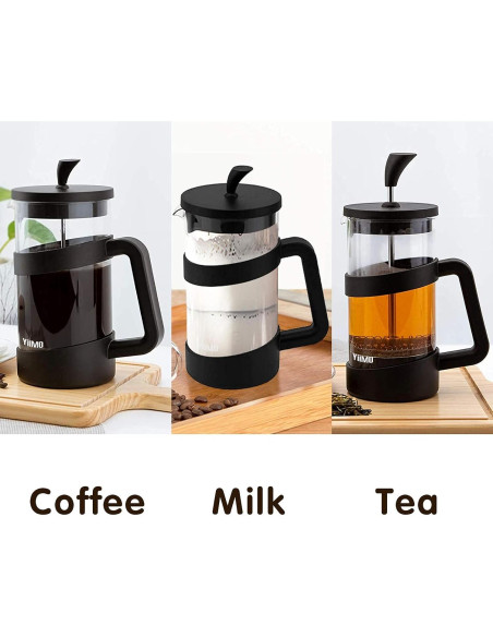 Cafetera Prensa Francesa YiiMO 1006 ml Vidrio y Acero Inoxidable