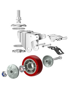 Ruedas de Casters DICASAL 3" PVC Rojo con Freno Doble Bloqueo 2