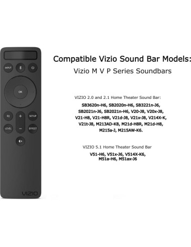 Control Remoto Bluetooth Vizio 2.1 5.1 con Retroiluminación