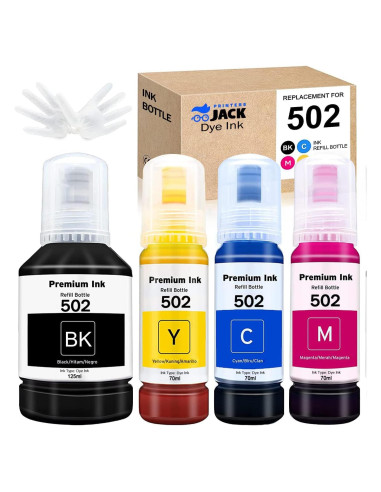 Botellas de Tinta Compatible 502 T502 Printers Jack 350ml