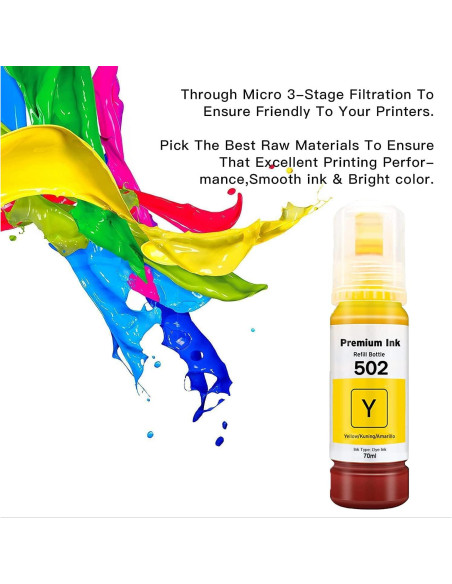 Botellas de Tinta Compatible 502 T502 Printers Jack 350ml