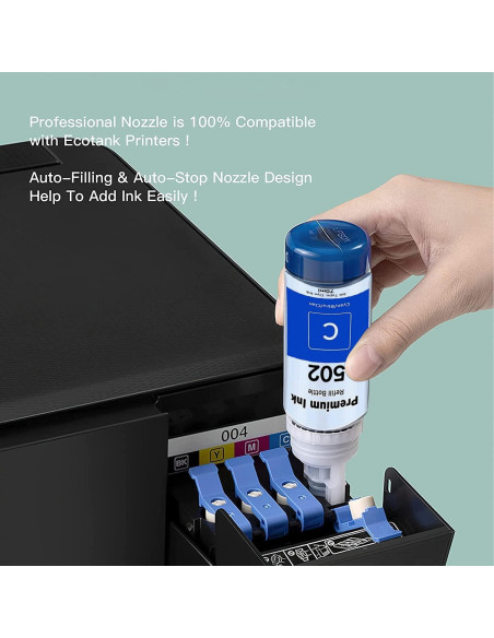 Botellas de Tinta Compatible 502 T502 Printers Jack 350ml