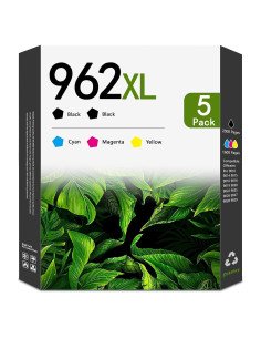 Cartuchos de tinta 962XL PikBey - Paquete de 5 (2 Negro, 1 Cian, 1 Magenta, 1 Amarillo)