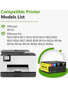 Cartuchos de tinta 962XL PikBey - Paquete de 5 (2 Negro, 1 Cian, 1 Magenta, 1 Amarillo) 2