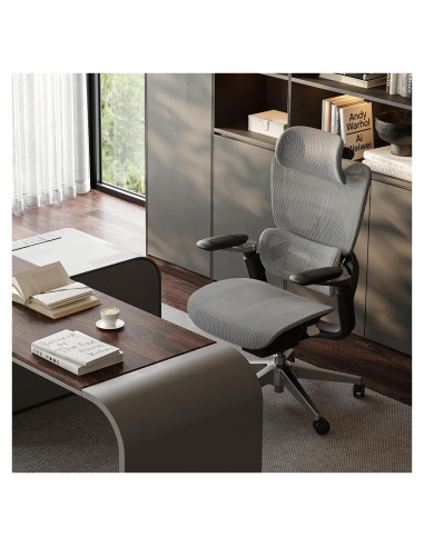 Silla de Oficina Ergonómica Chirvana Zen, Soporte Lumbar Ajustable, Gris
