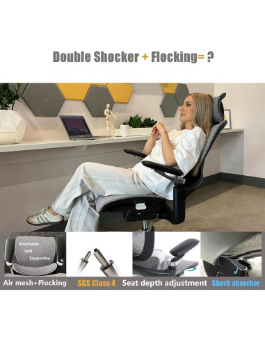 Silla de Oficina Ergonómica Chirvana Zen, Soporte Lumbar Ajustable, Gris