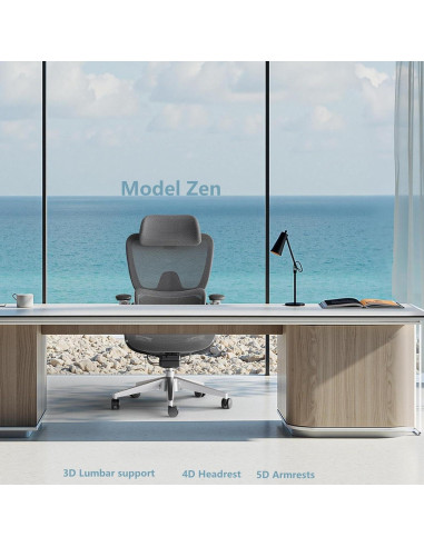 Silla de Oficina Ergonómica Chirvana Zen, Soporte Lumbar Ajustable, Gris