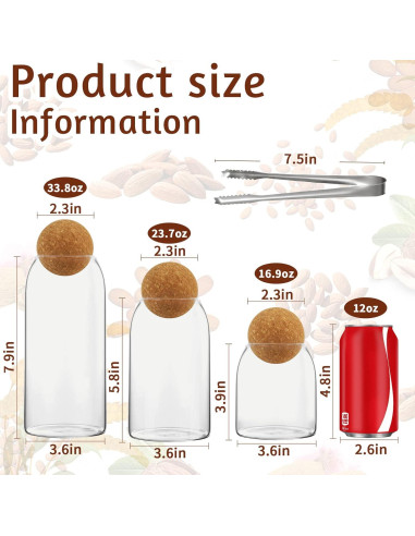 Tarros de Vidrio con Tapón de Corcho 500ml/700ml/1000ml - SuproBarware