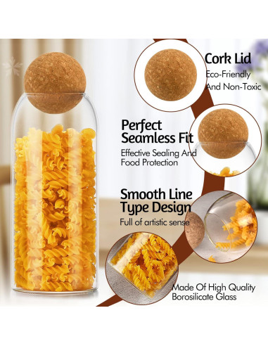 Tarros de Vidrio con Tapón de Corcho 500ml/700ml/1000ml - SuproBarware