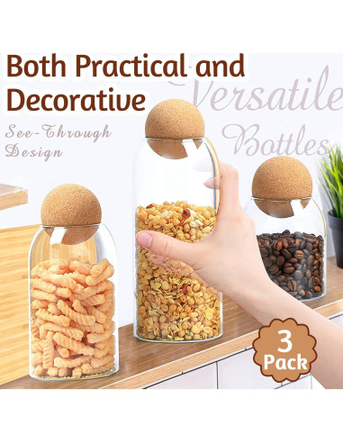 Tarros de Vidrio con Tapón de Corcho 500ml/700ml/1000ml - SuproBarware