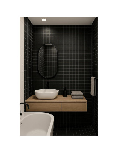 Azulejo de Porcelana Tenedos 30.48x30.48 cm Mate Negro