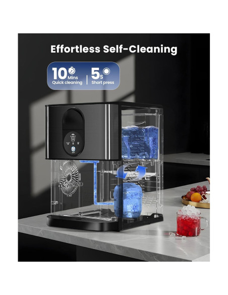 Máquina de Hielo Masticable COWSAR Z5820DN, 19.96 kg/día, Autolimpiante, Acero Inoxidable Negro