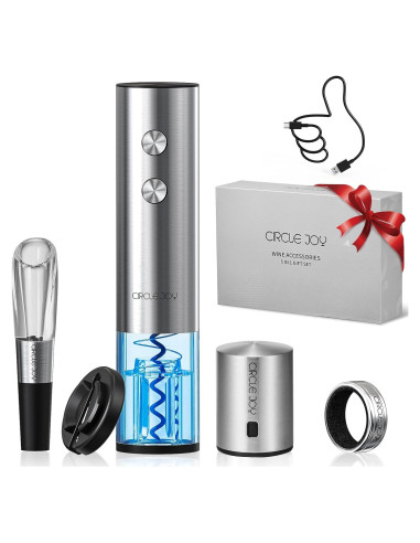 Abridor de Vino Eléctrico CIRCLE JOY 6-en-1 Recargable Plata