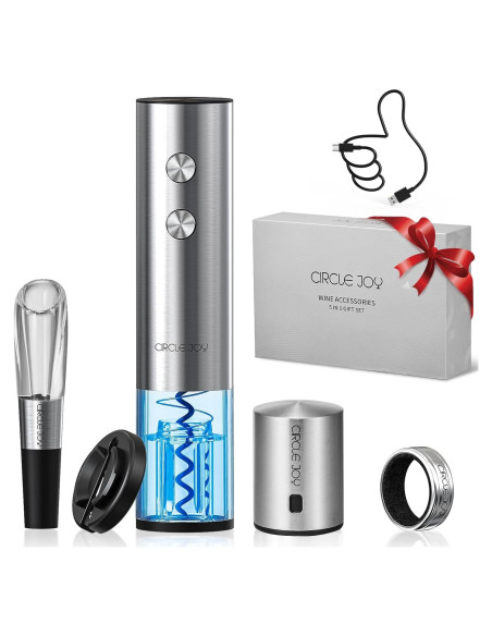 Abridor de Vino Eléctrico CIRCLE JOY 6-en-1 Recargable Plata