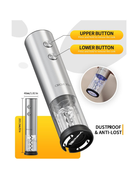 Abridor de Vino Eléctrico CIRCLE JOY 6-en-1 Recargable Plata