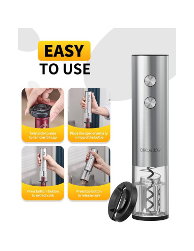 Abridor de Vino Eléctrico CIRCLE JOY 6-en-1 Recargable Plata